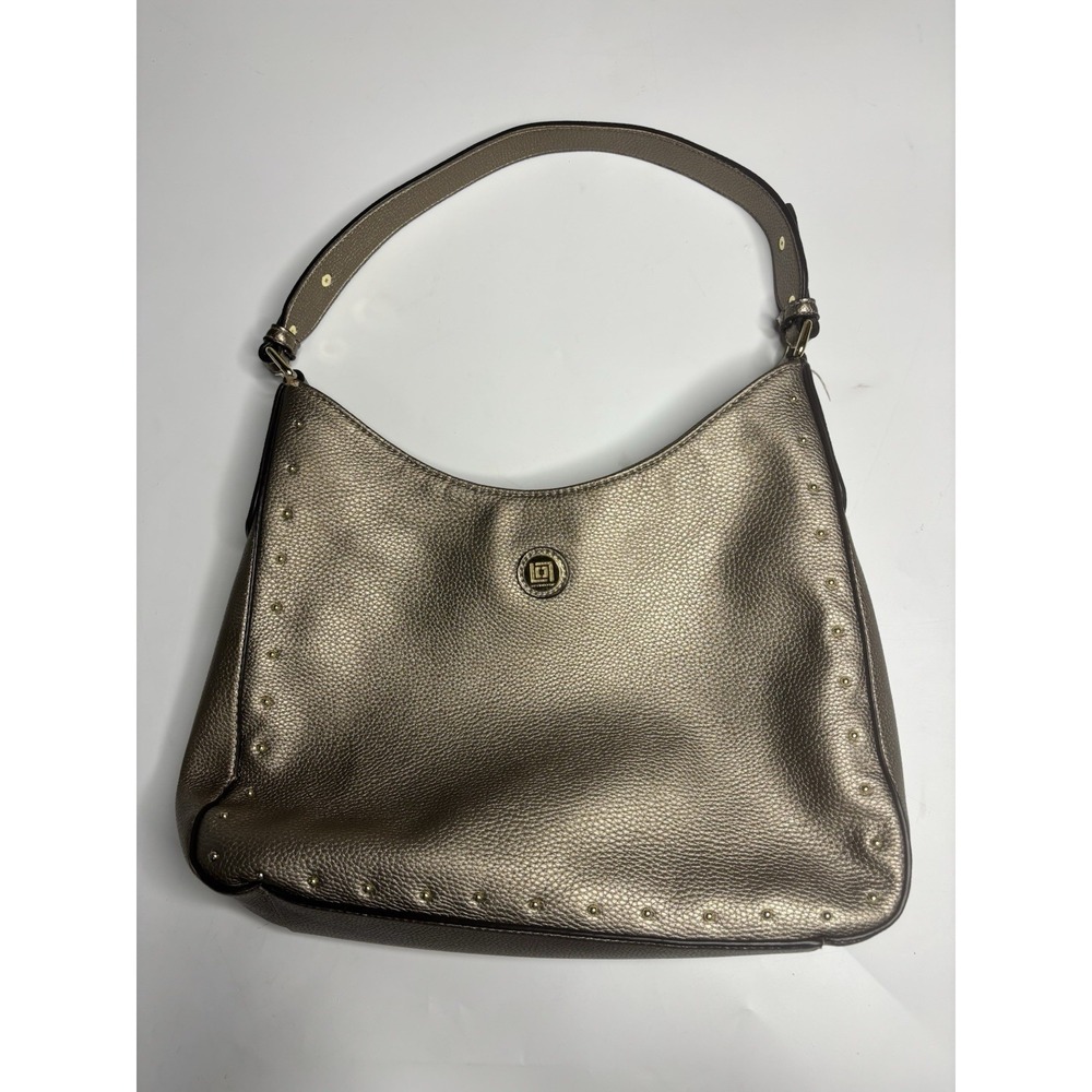 Liz Claiborne Metallic Bronze‎ Shoulder Handbag Purse Studded Old Money Classic